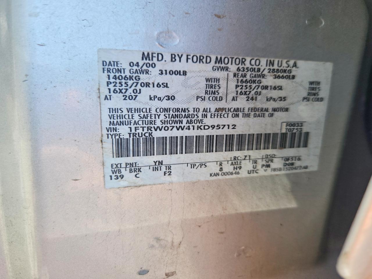 2001 FORD F150