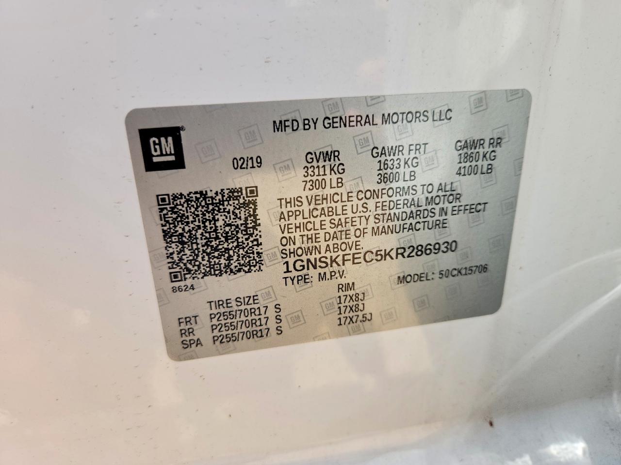 2019 CHEVROLET TAHOE