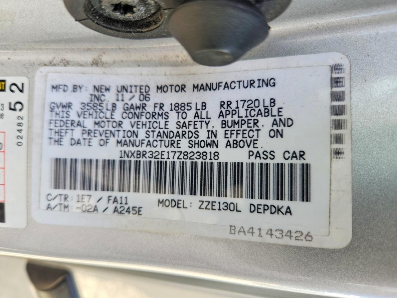 2007 TOYOTA COROLLA