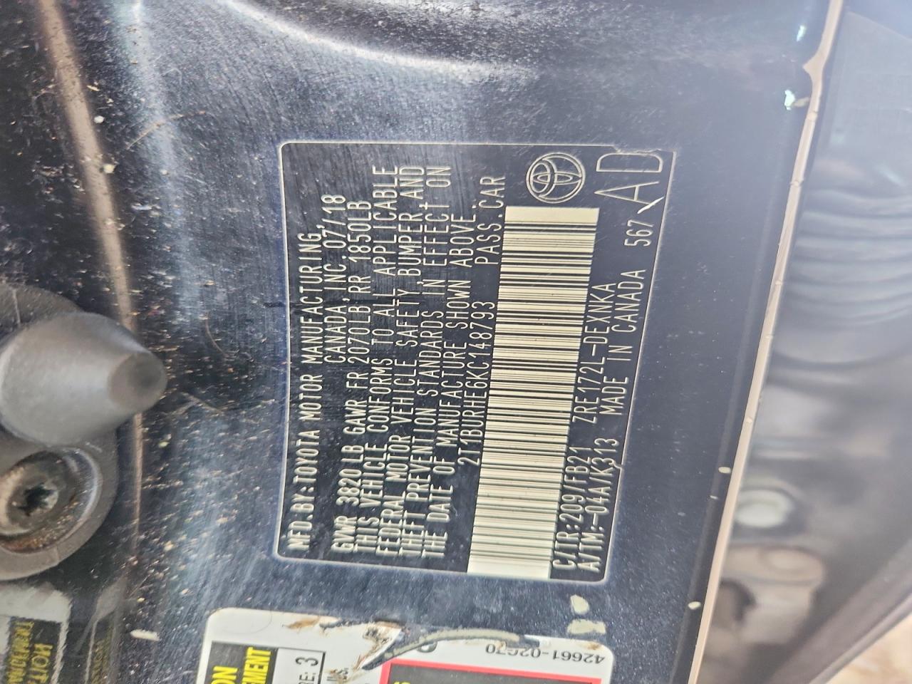 2019 TOYOTA COROLLA