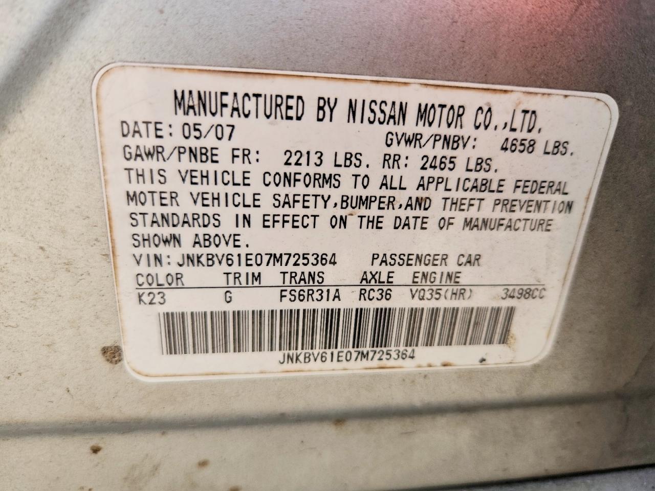 2007 INFINITI G35