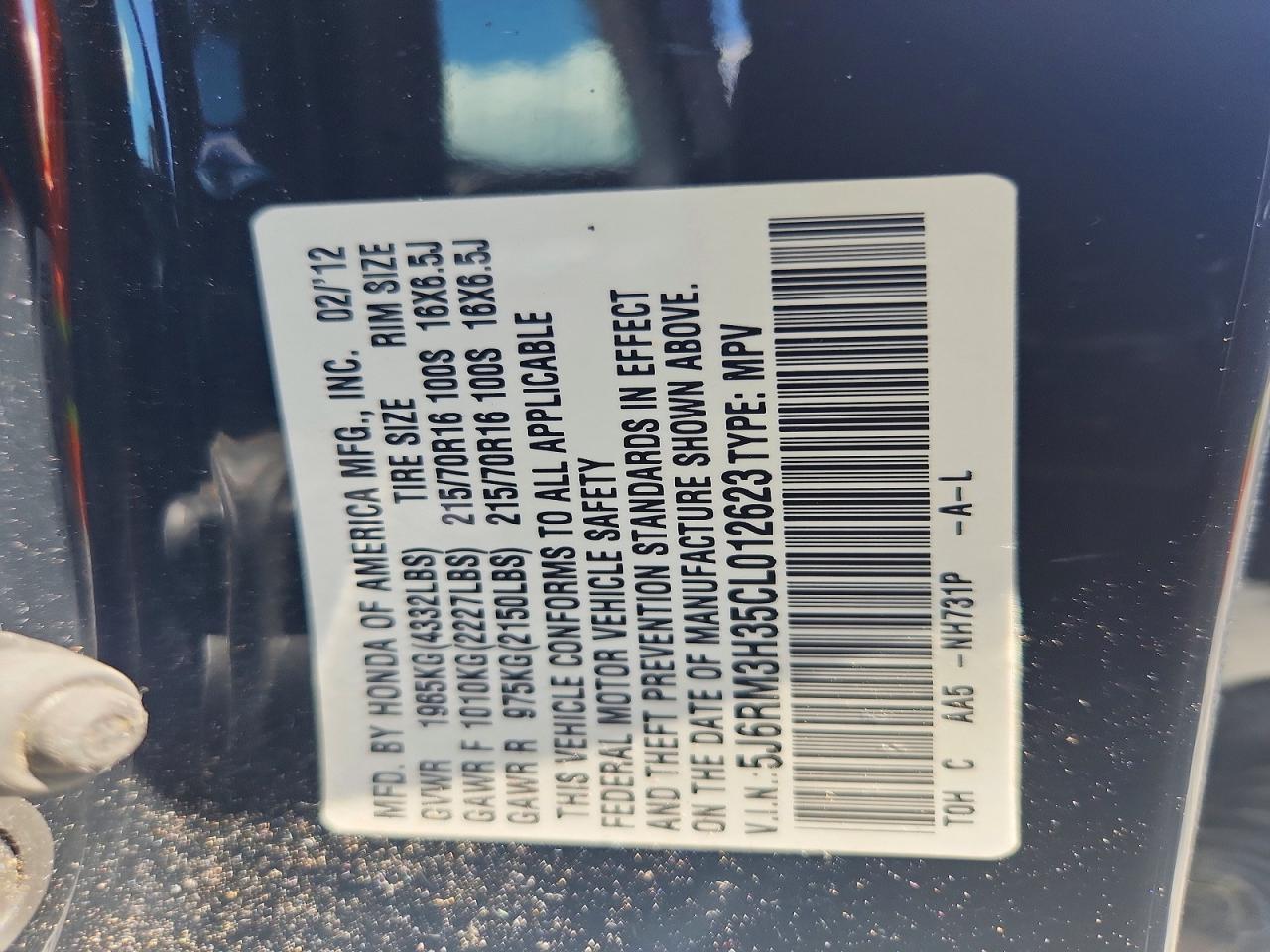2012 HONDA CRV