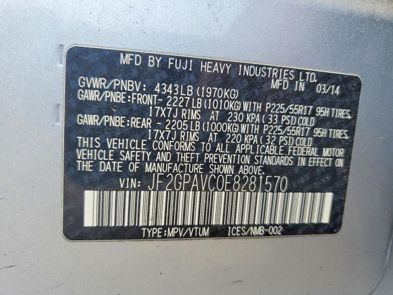 2014 SUBARU XV