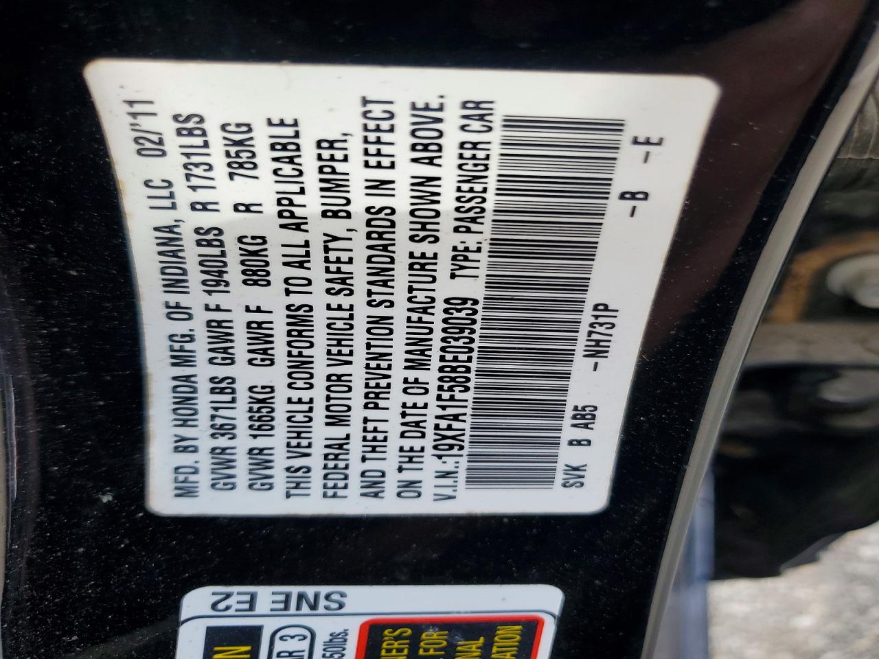 2011 HONDA CIVIC