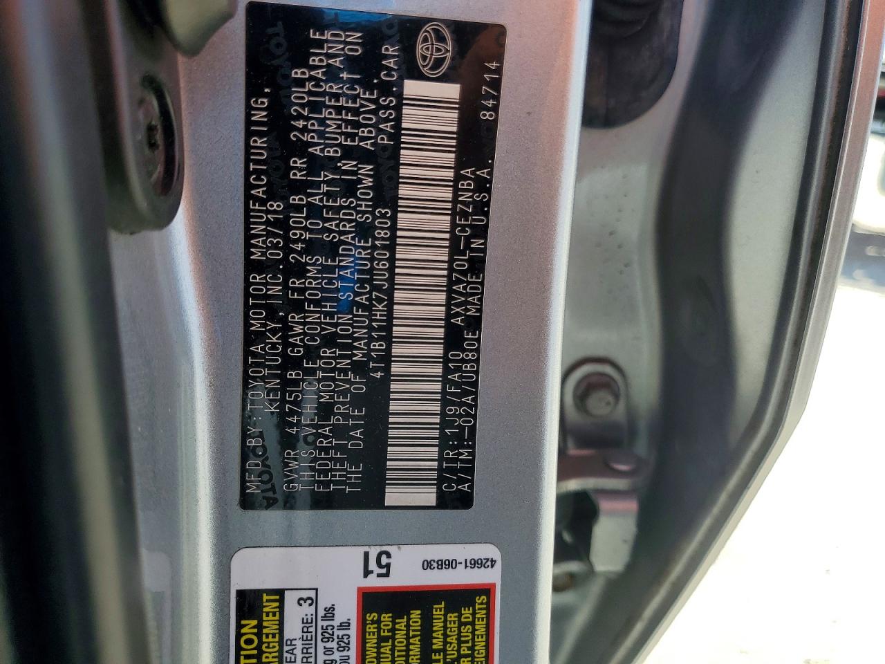 2018 TOYOTA CAMRY
