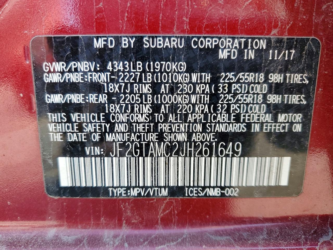 2018 SUBARU CROSSTREK