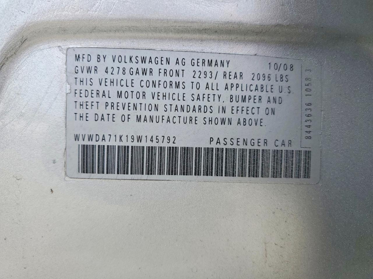 2009 VOLKSWAGEN RABBIT