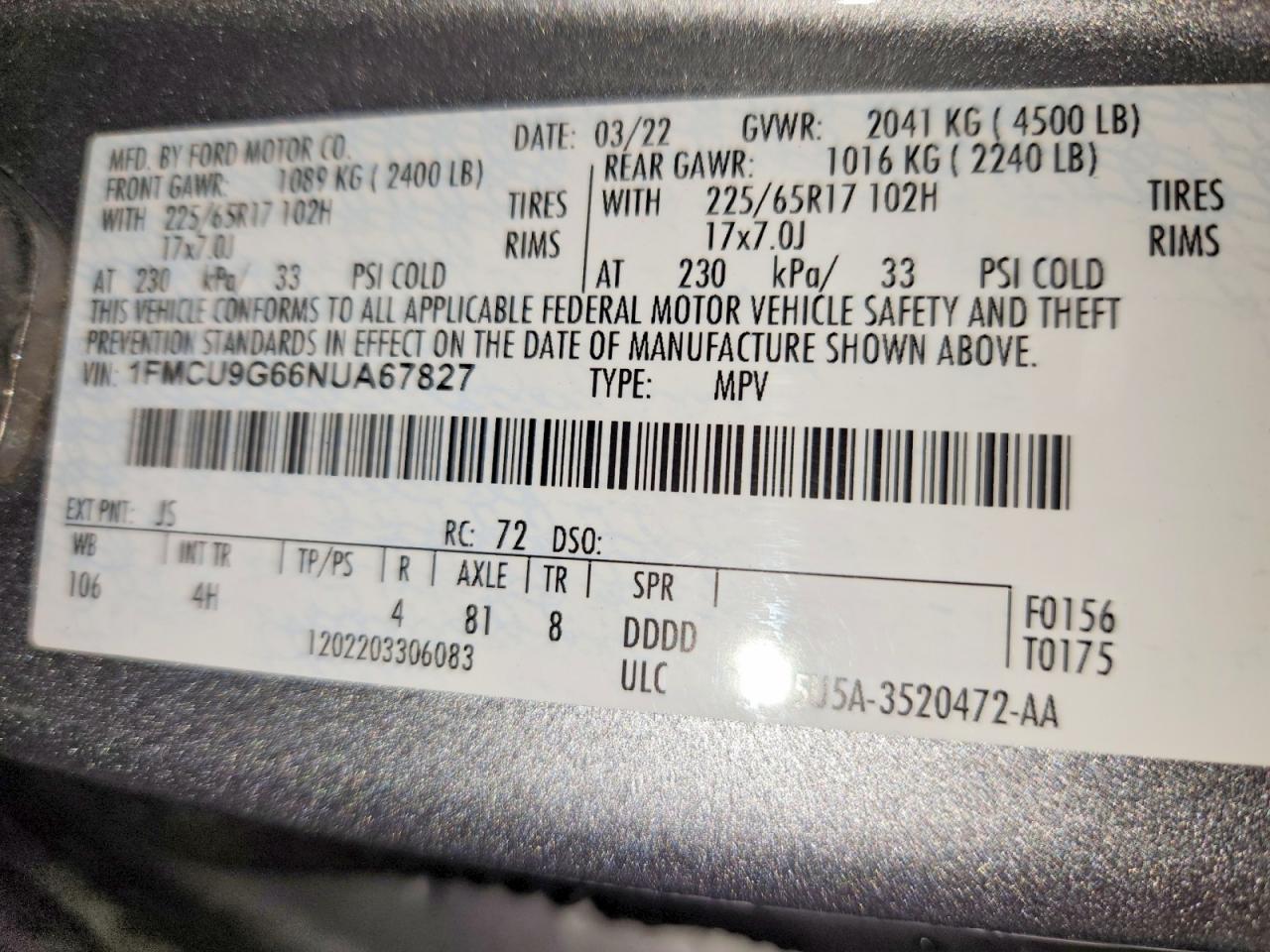 2022 FORD ESCAPE