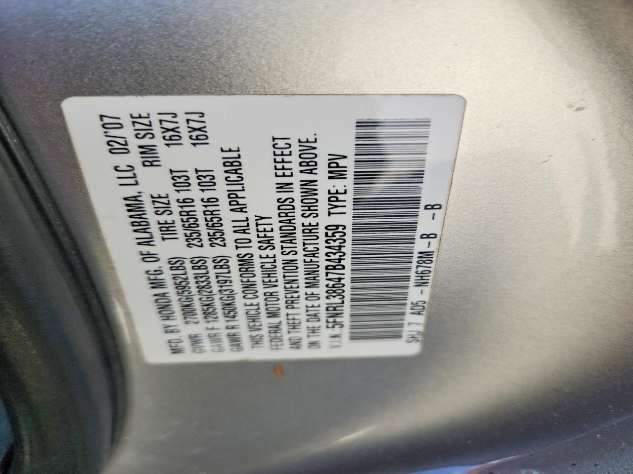 2007 HONDA ODYSSEY