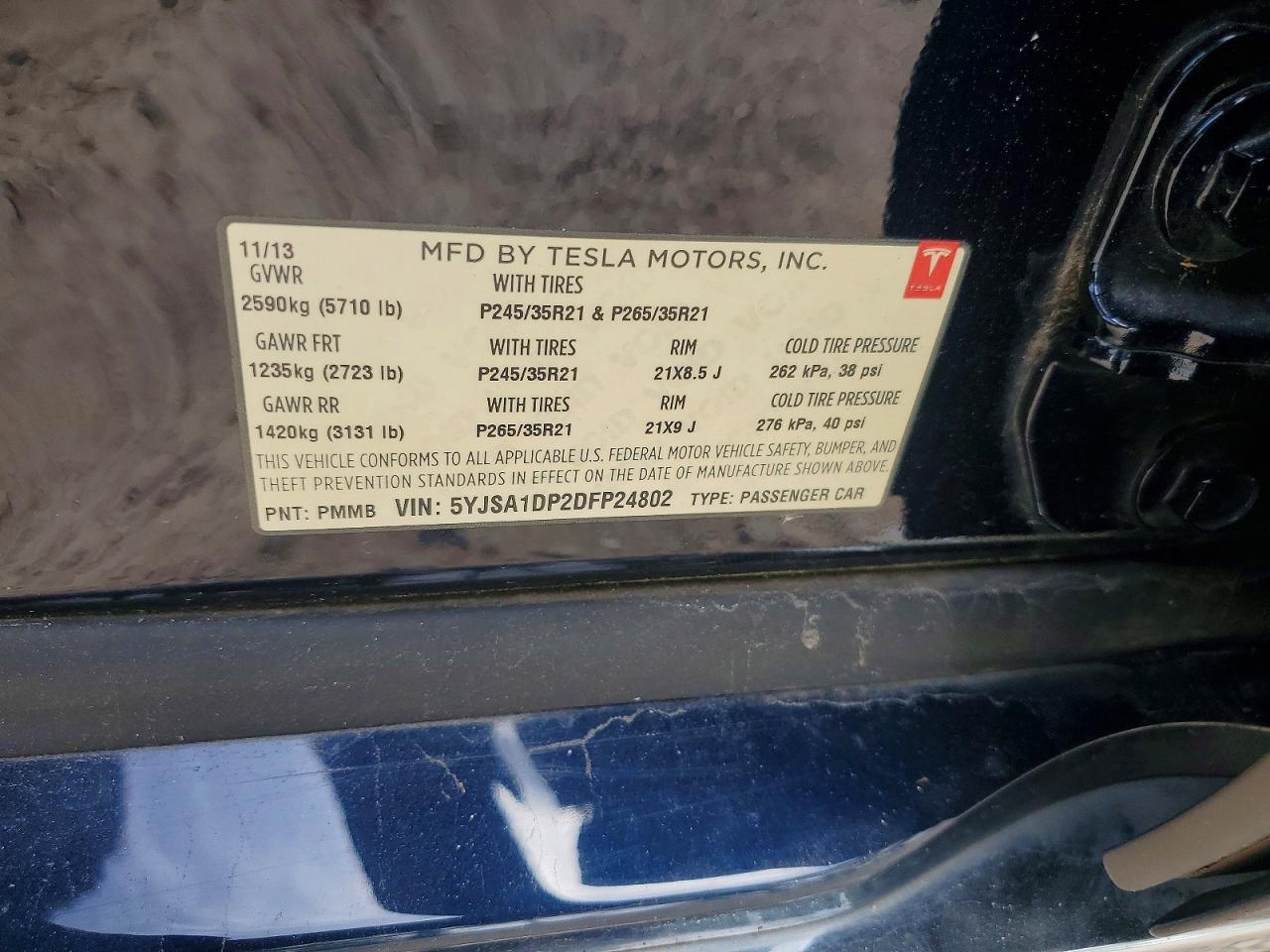 2013 TESLA MODEL S
