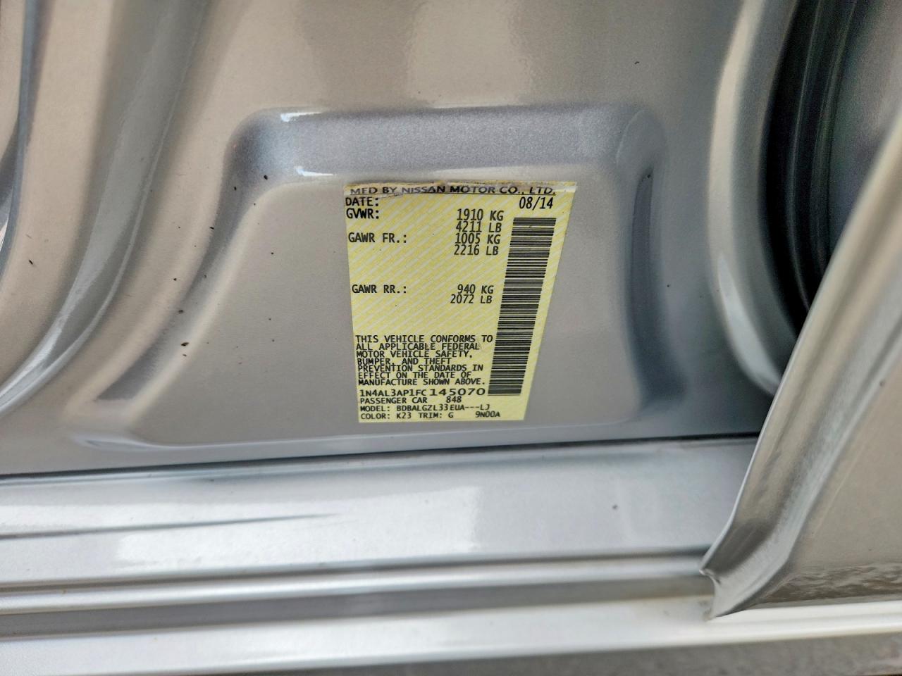 2015 NISSAN ALTIMA