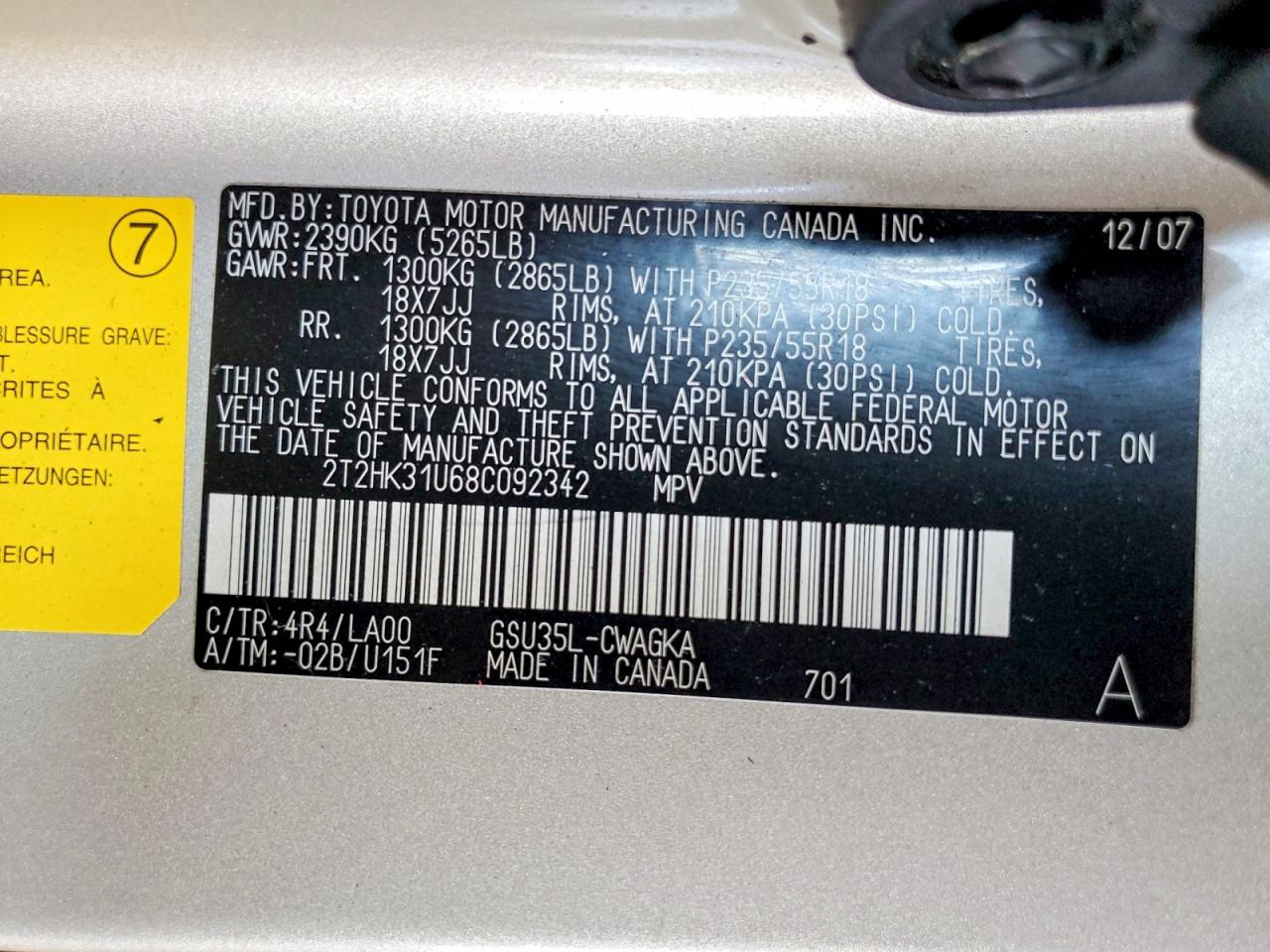 2008 LEXUS RX350