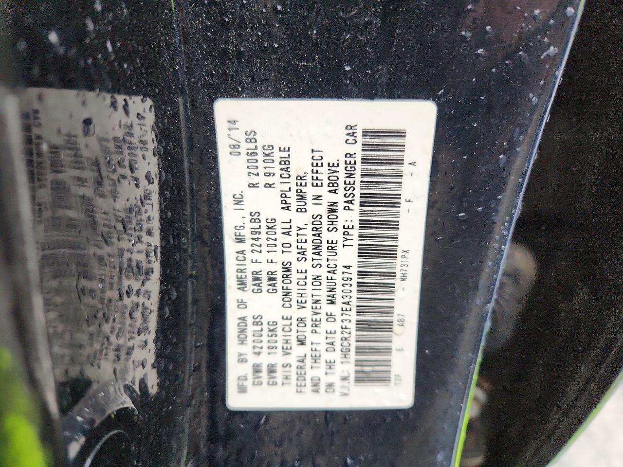 2014 HONDA ACCORD