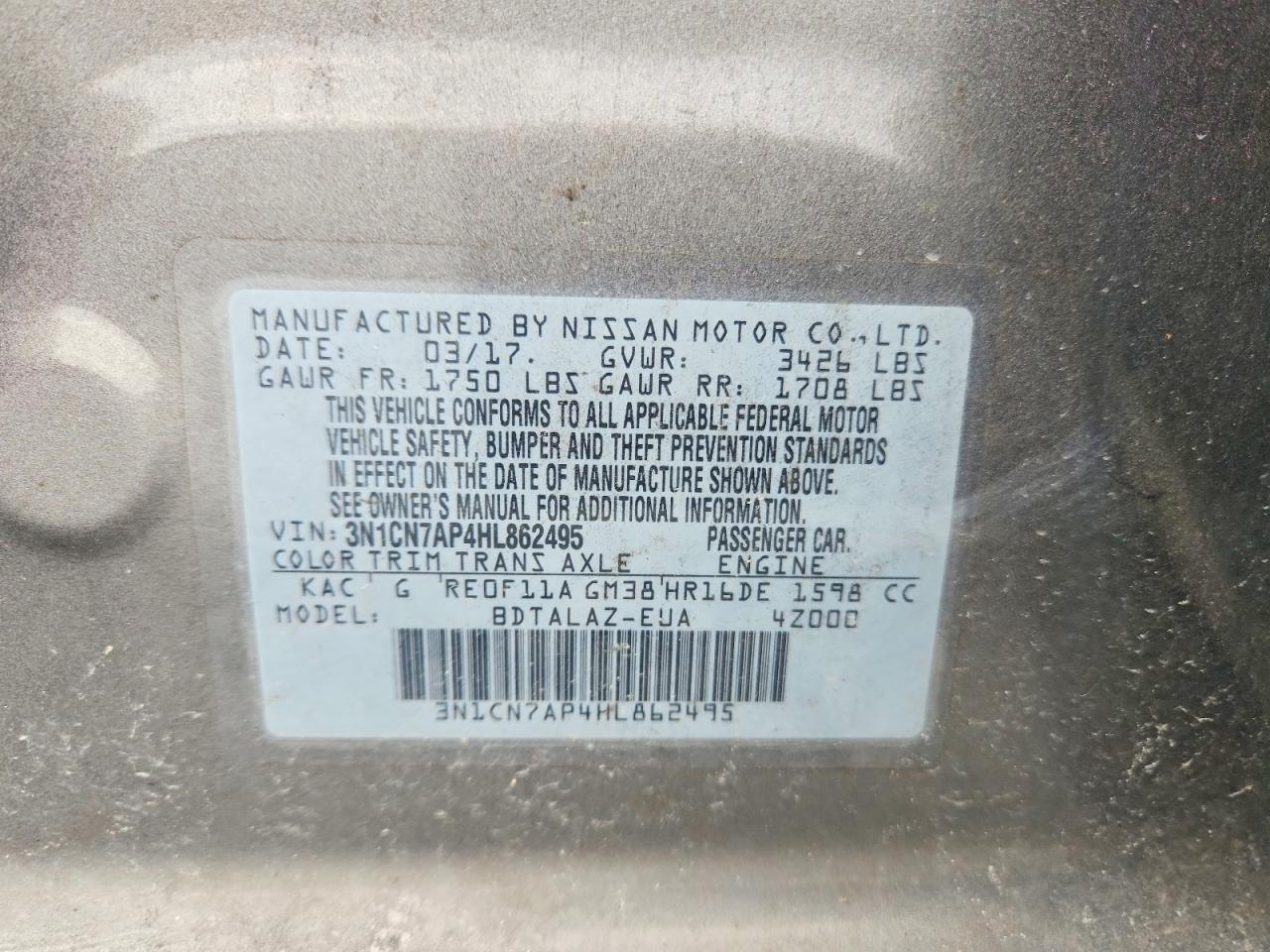 2017 NISSAN VERSA