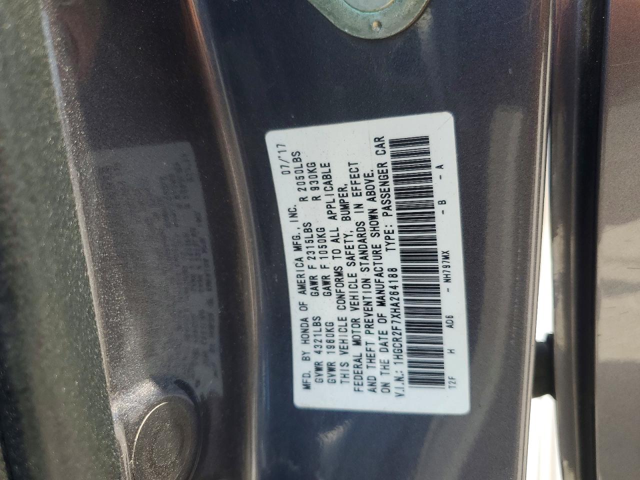 2017 HONDA ACCORD