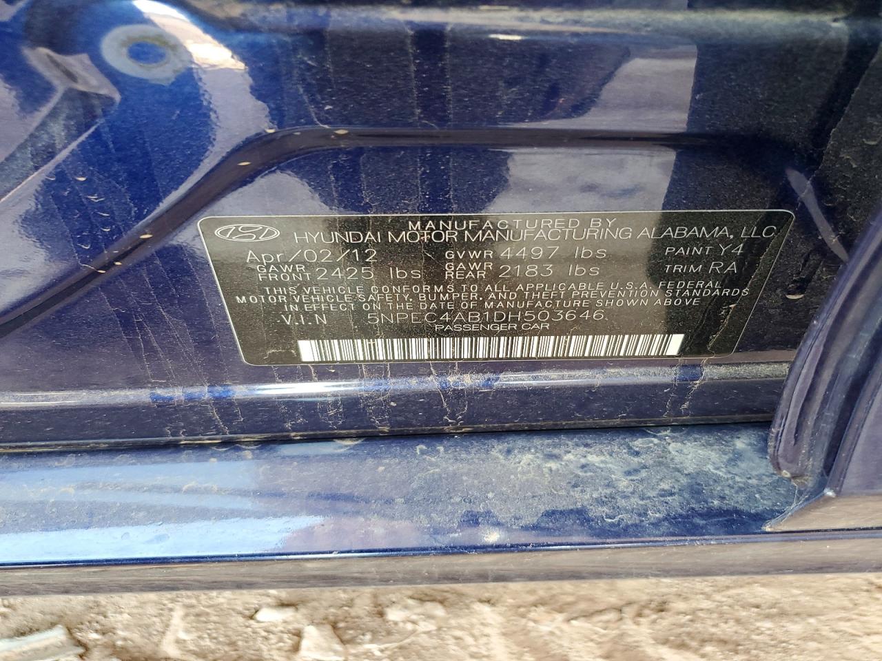 2013 HYUNDAI SONATA