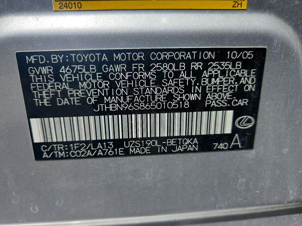 2006 LEXUS GS430