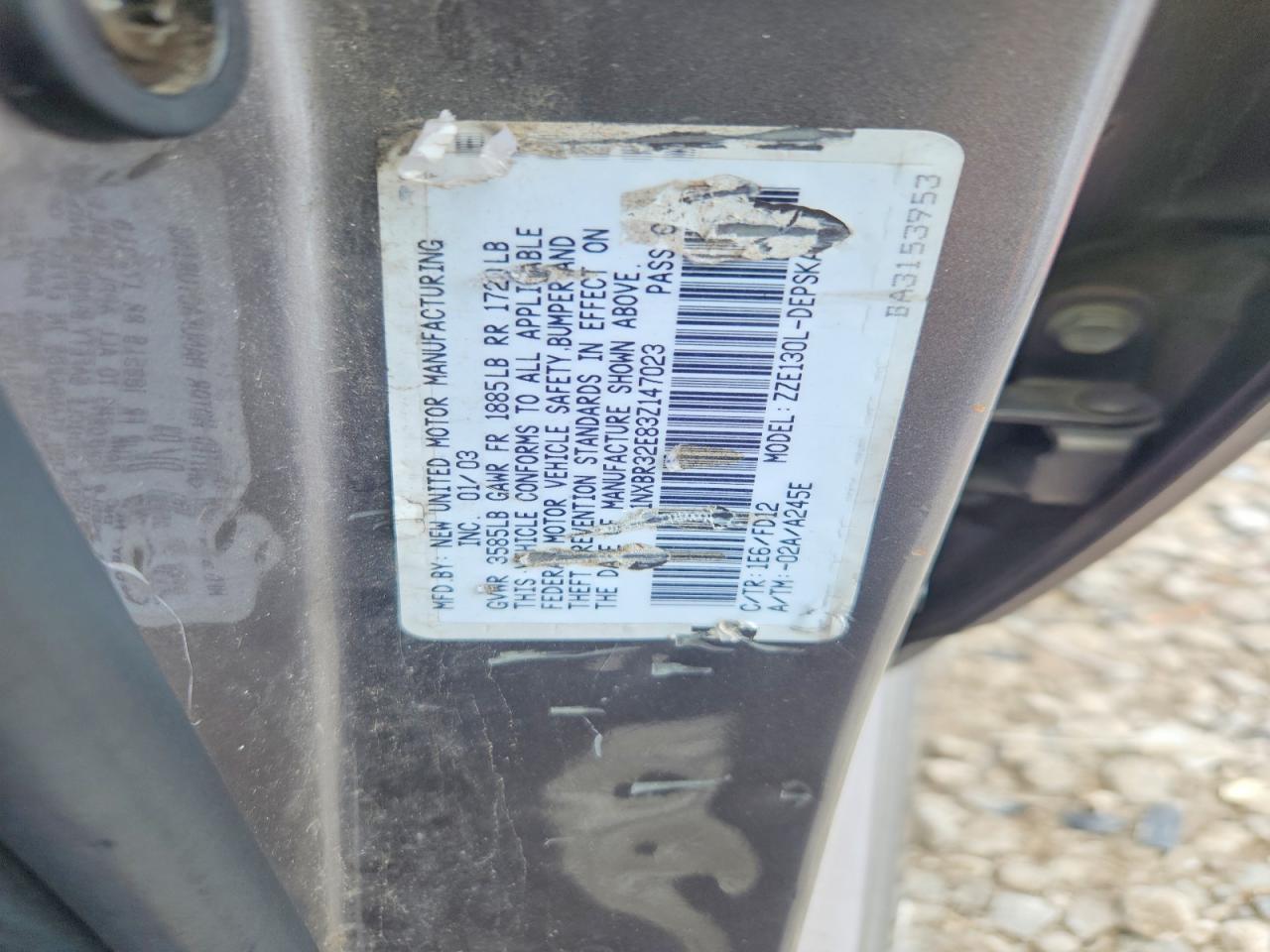 2003 TOYOTA COROLLA
