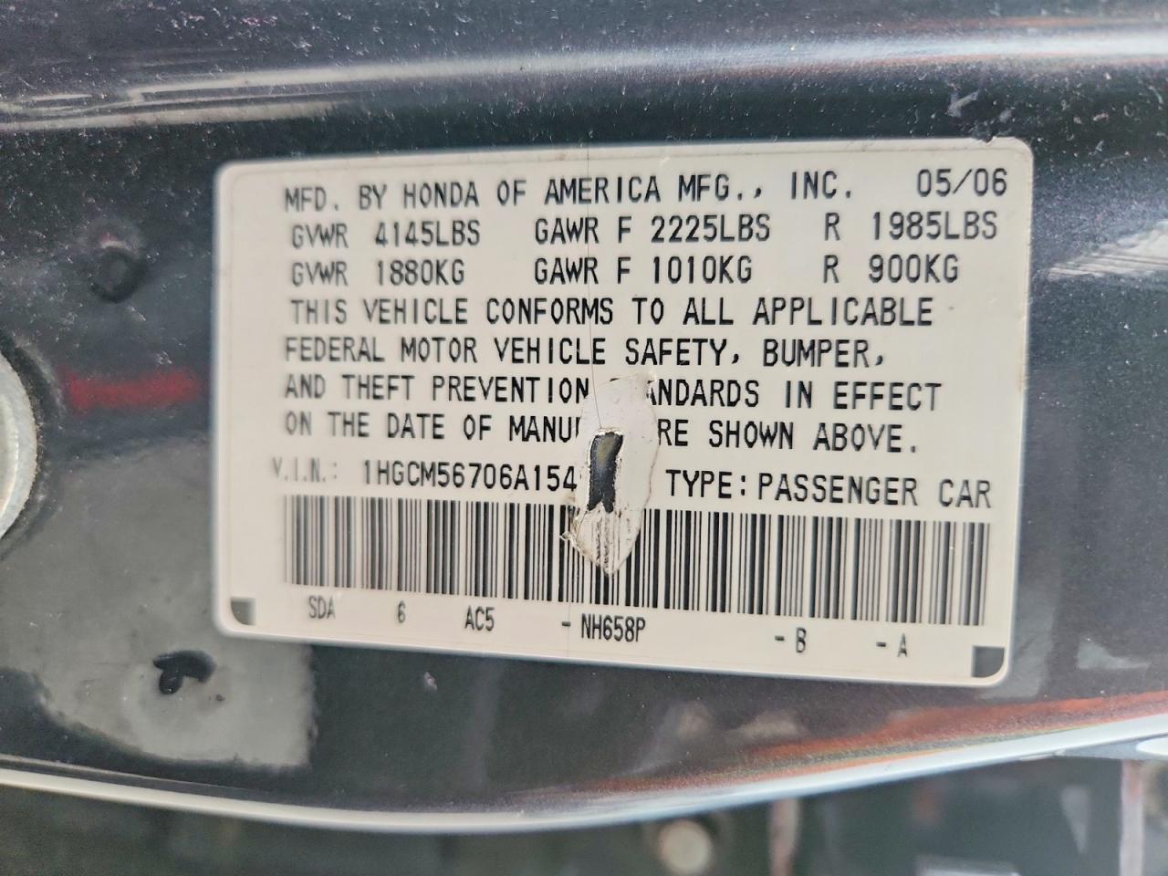 2006 HONDA ACCORD