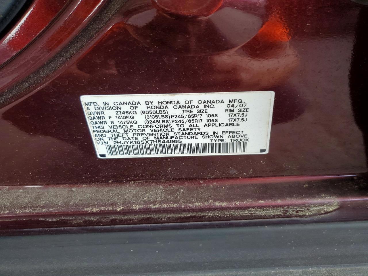 2007 HONDA RIDGELINE