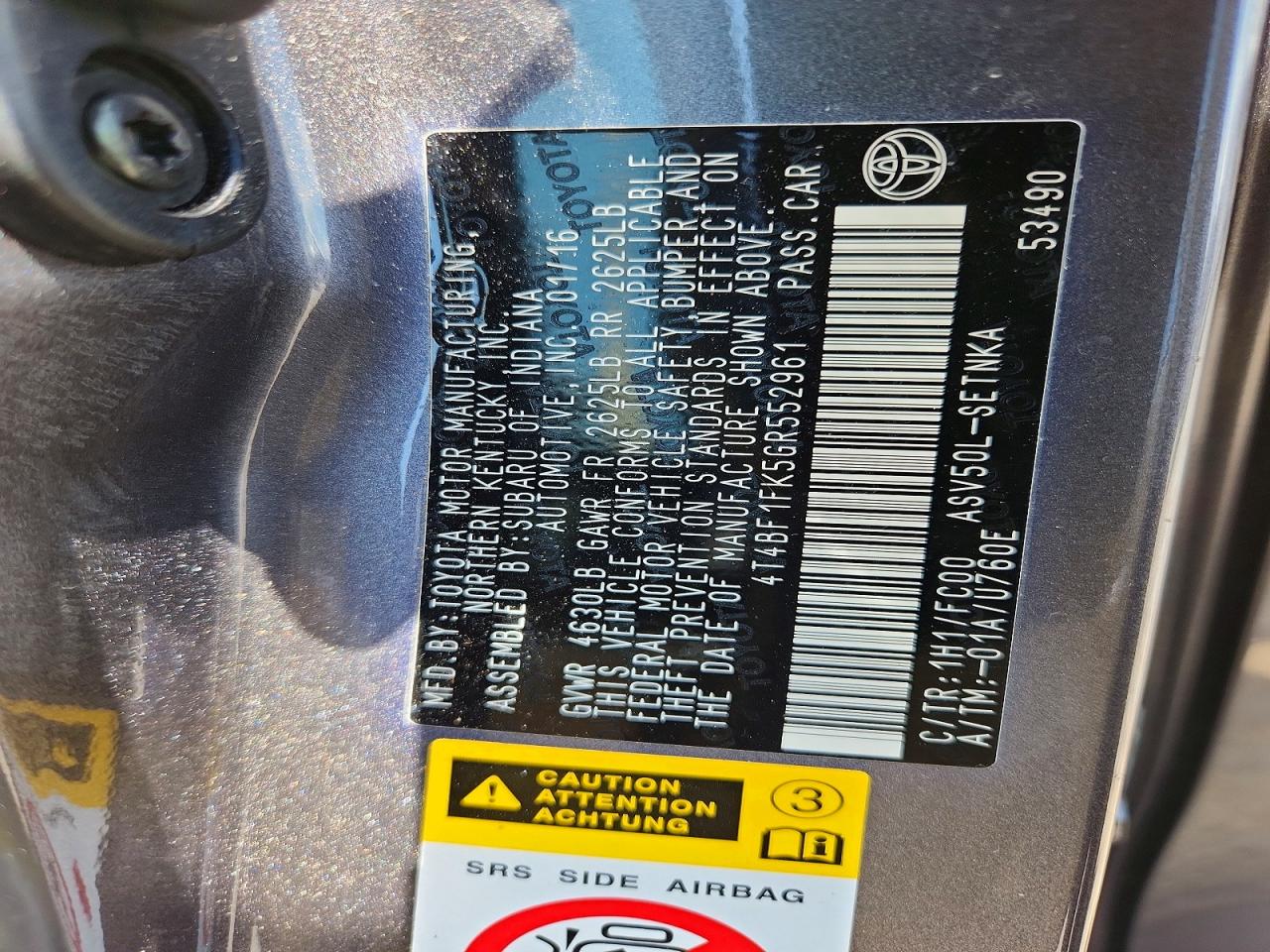 2016 TOYOTA CAMRY