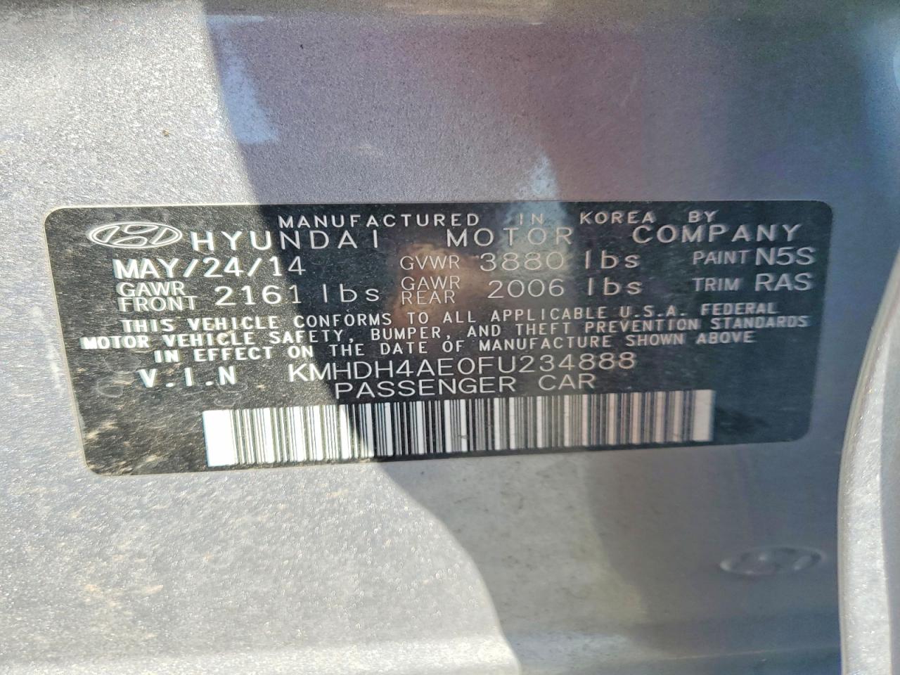 2015 HYUNDAI ELANTRA