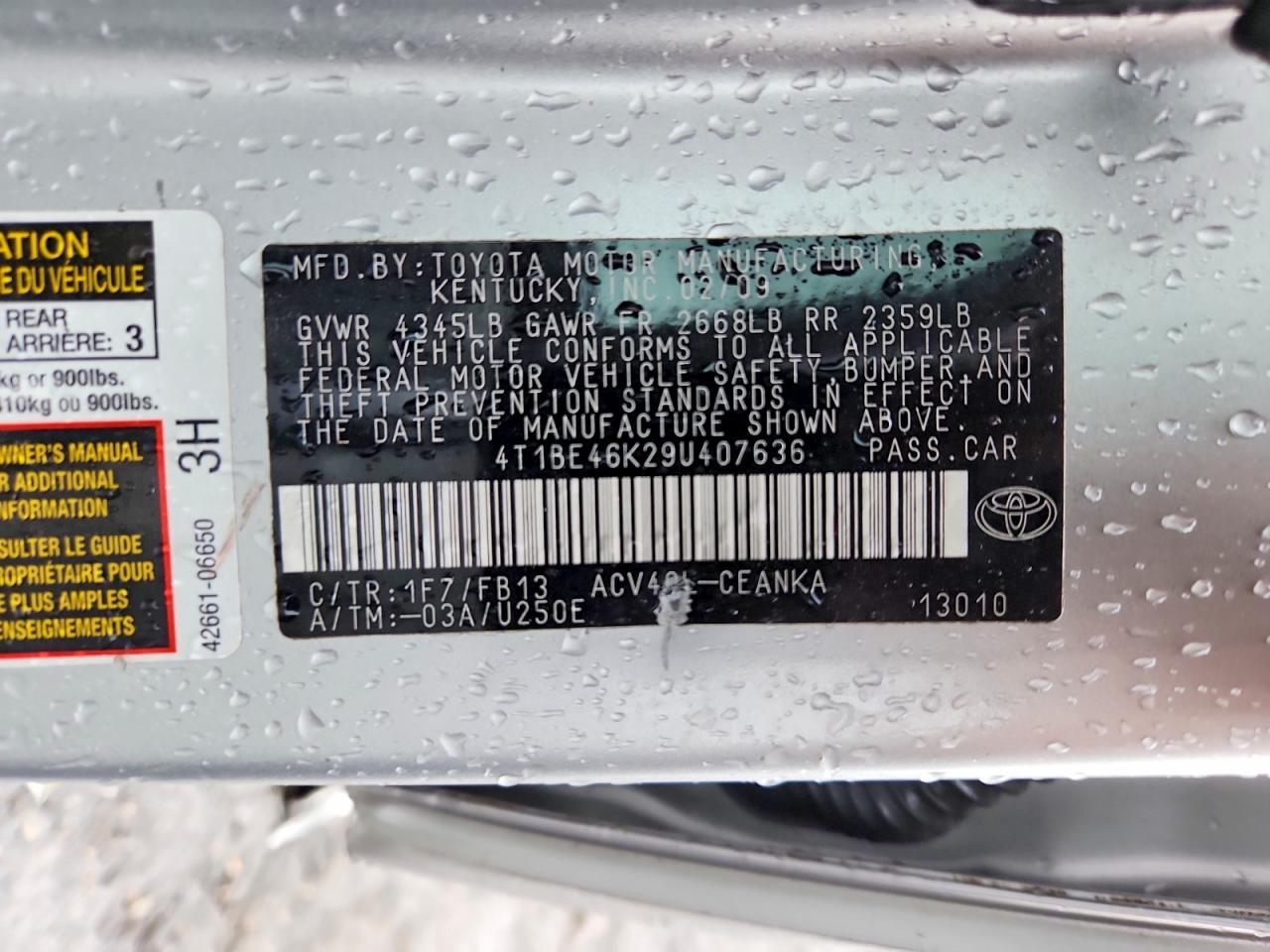 2009 TOYOTA CAMRY