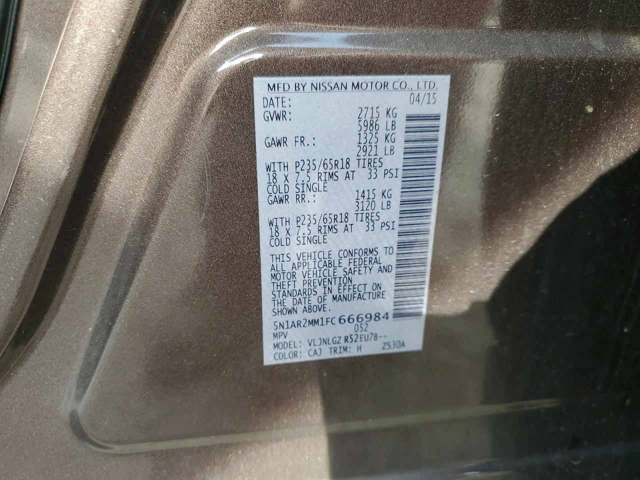 2015 NISSAN PATHFINDER