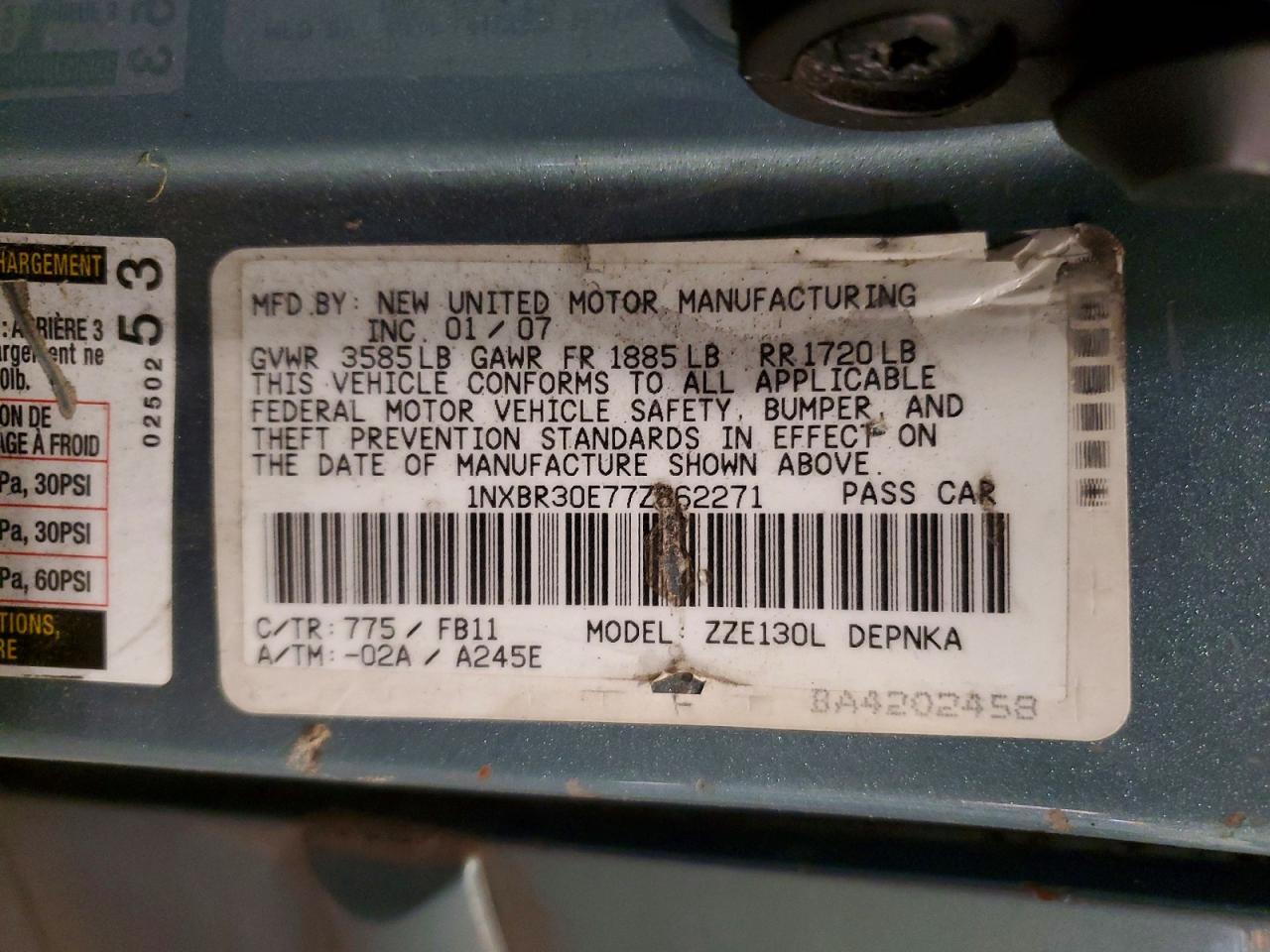 2007 TOYOTA COROLLA