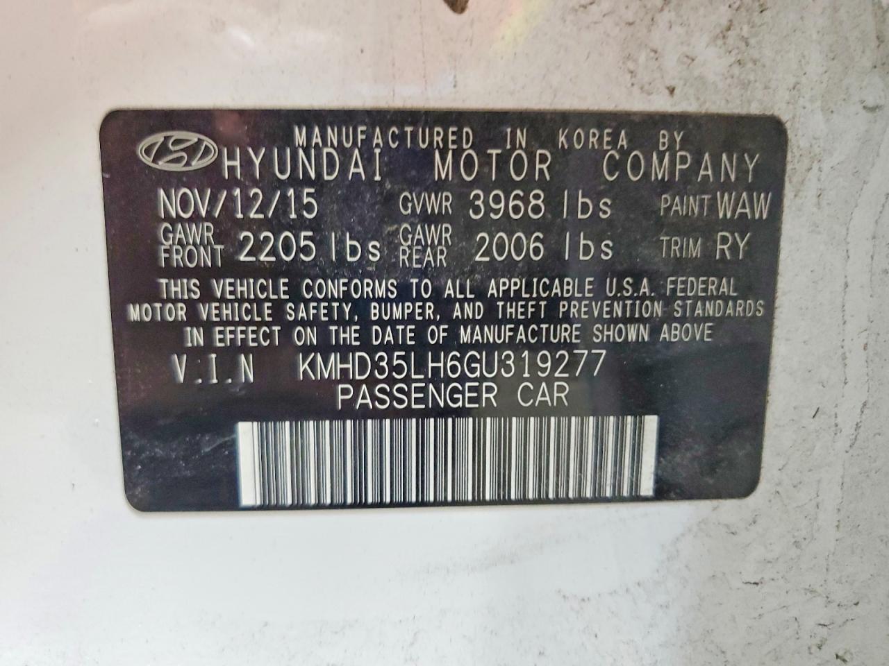 2016 HYUNDAI ELANTRA