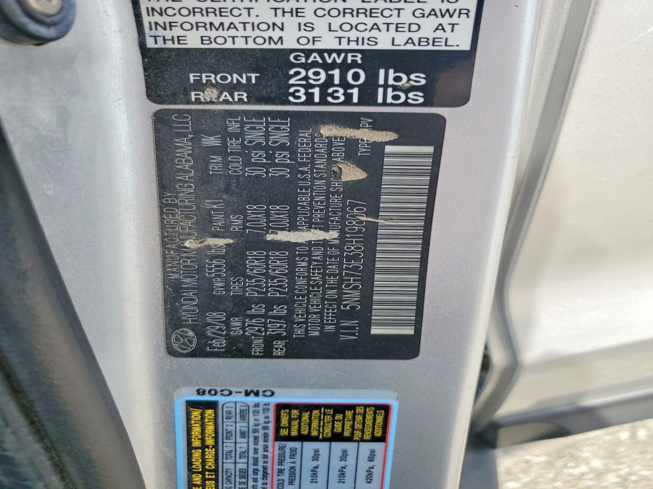 2008 HYUNDAI SANTA FE