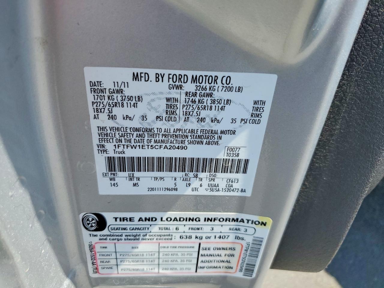 2012 FORD F150
