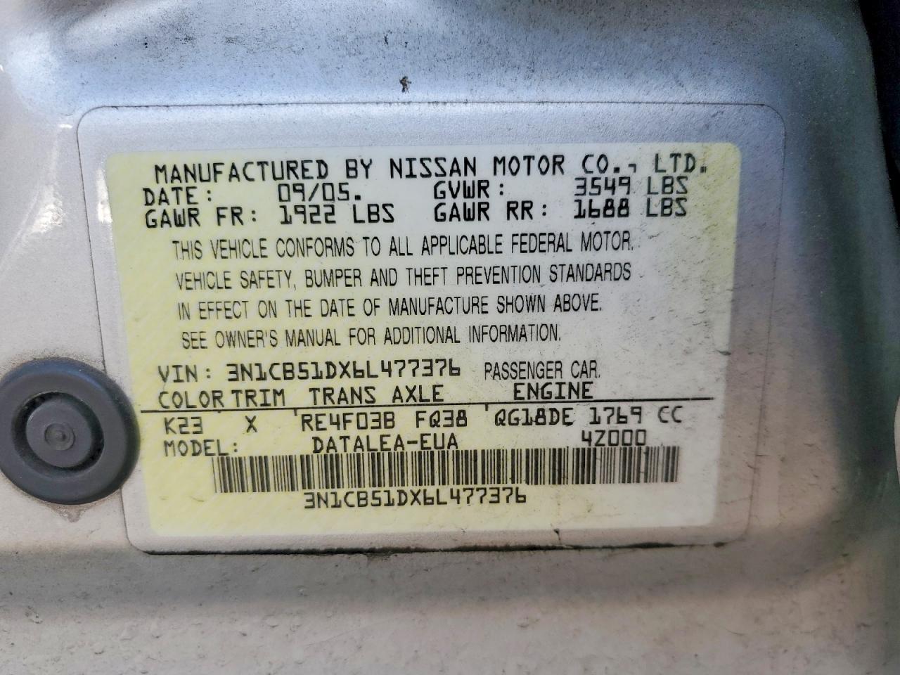 2006 NISSAN SENTRA