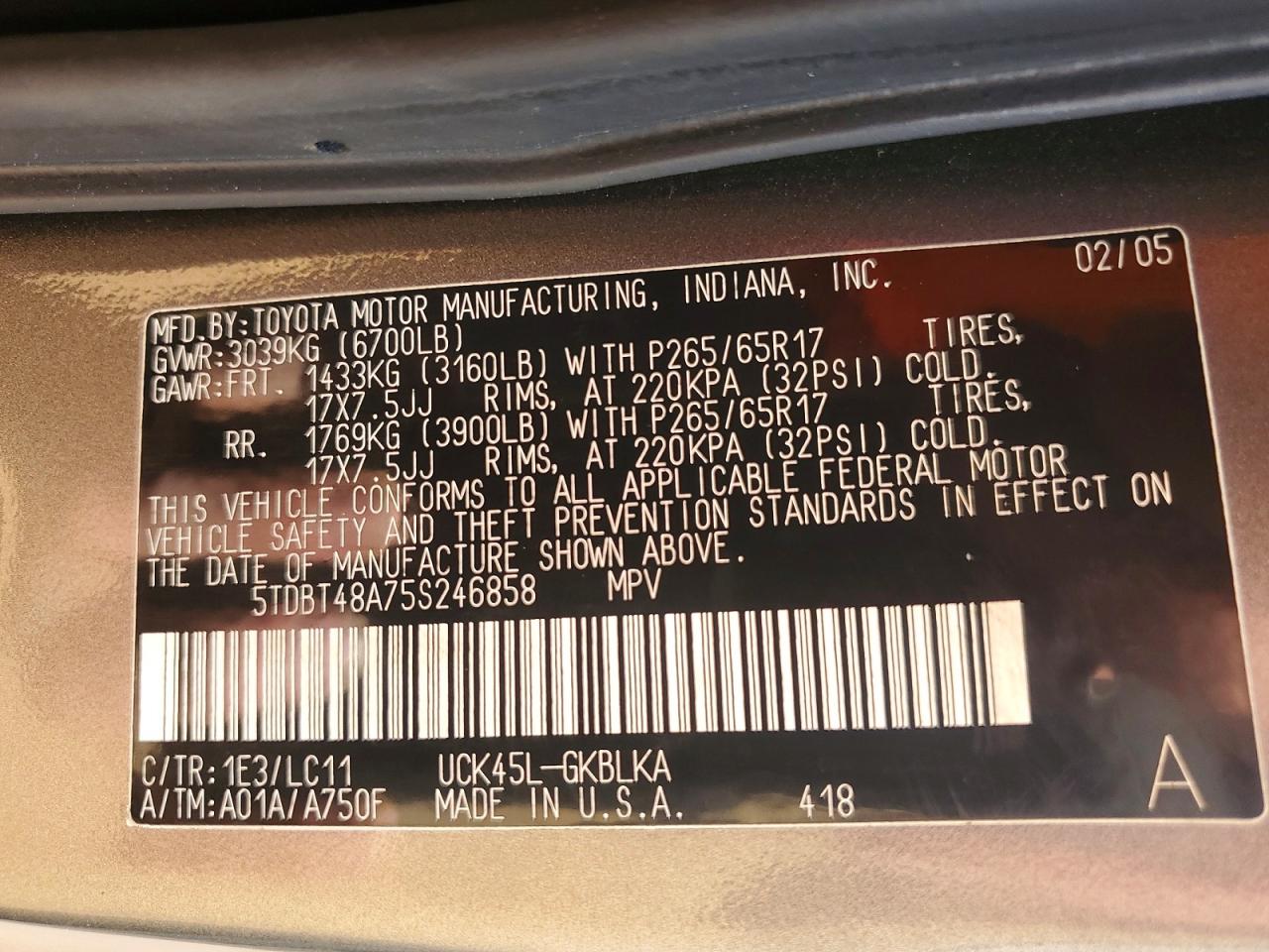 2005 TOYOTA SEQUOIA