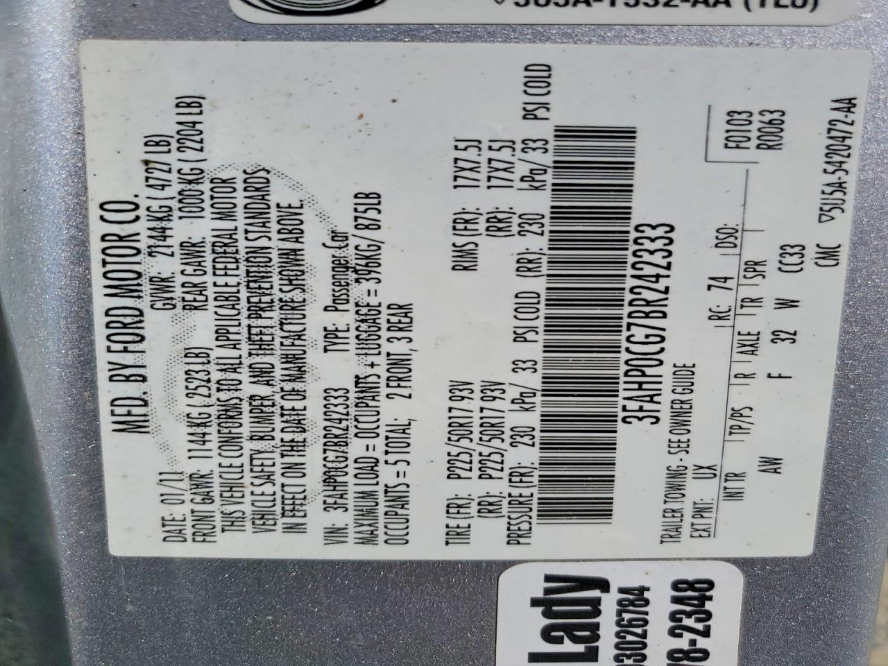 2011 FORD FUSION