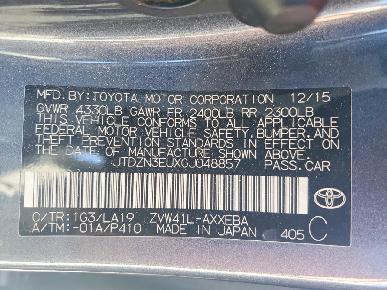 2016 TOYOTA PRIUS