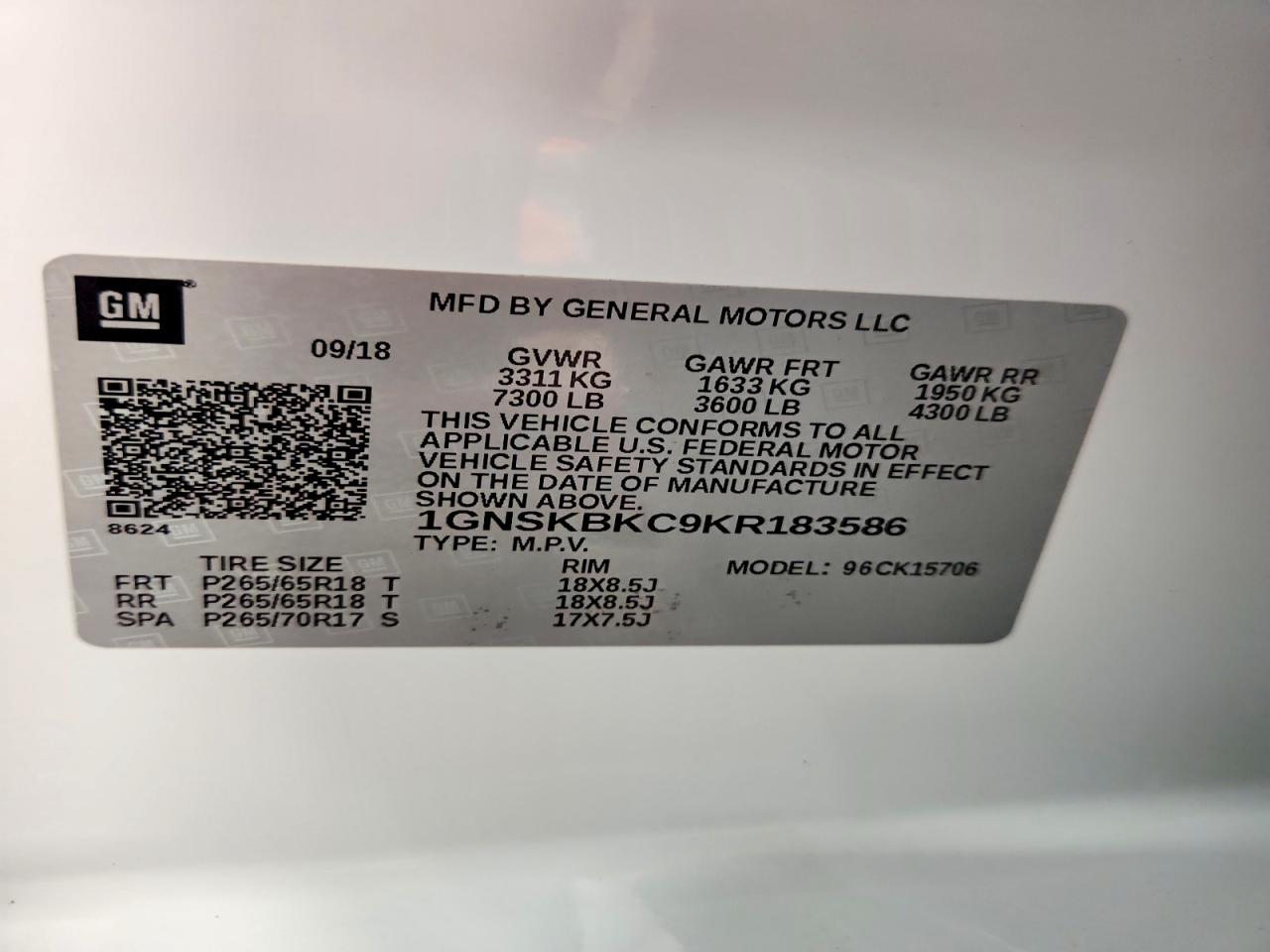 2019 CHEVROLET TAHOE