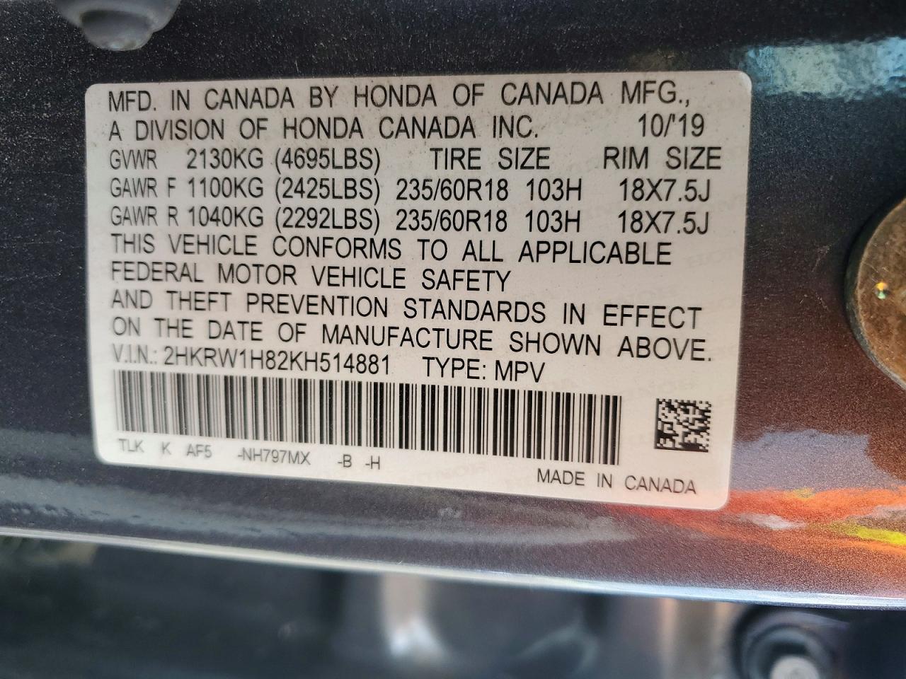 2019 HONDA CRV