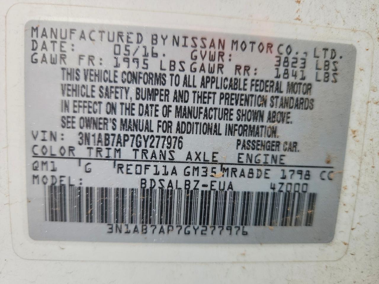 2016 NISSAN SENTRA