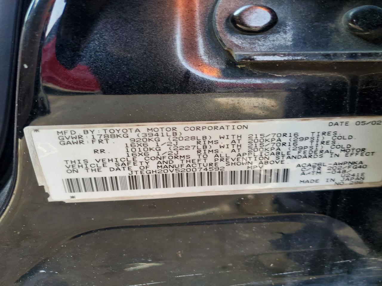 2002 TOYOTA RAV4