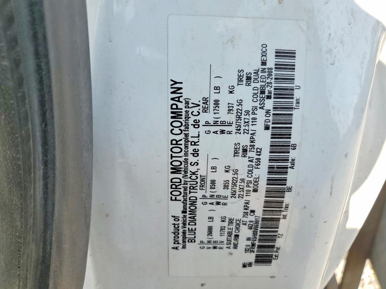 2008 FORD F650