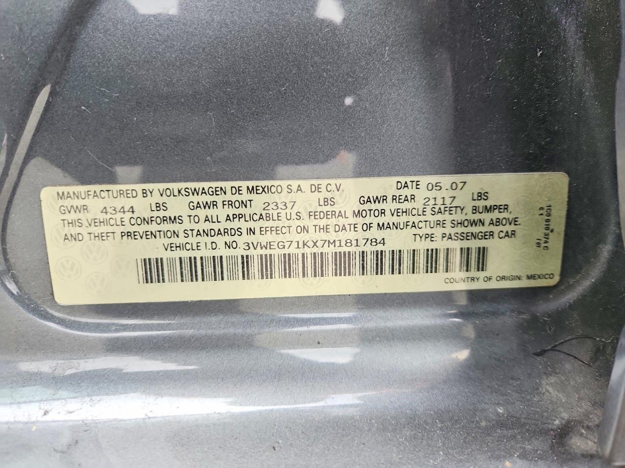 2007 VOLKSWAGEN JETTA