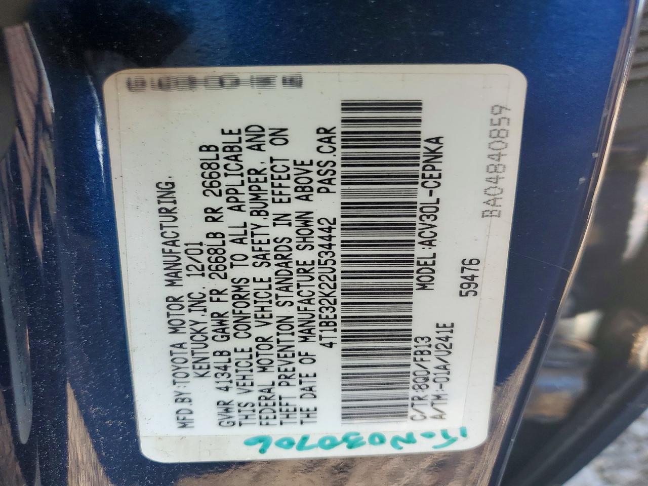 2002 TOYOTA CAMRY