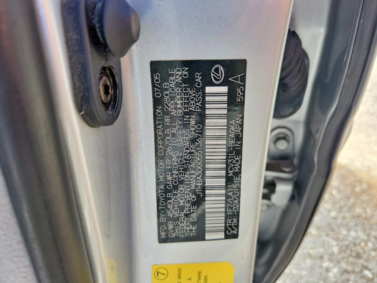 2005 LEXUS ES330