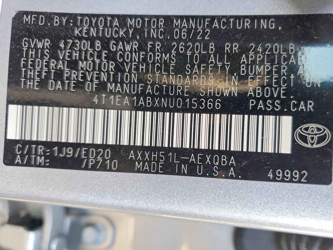 2022 TOYOTA AVALON