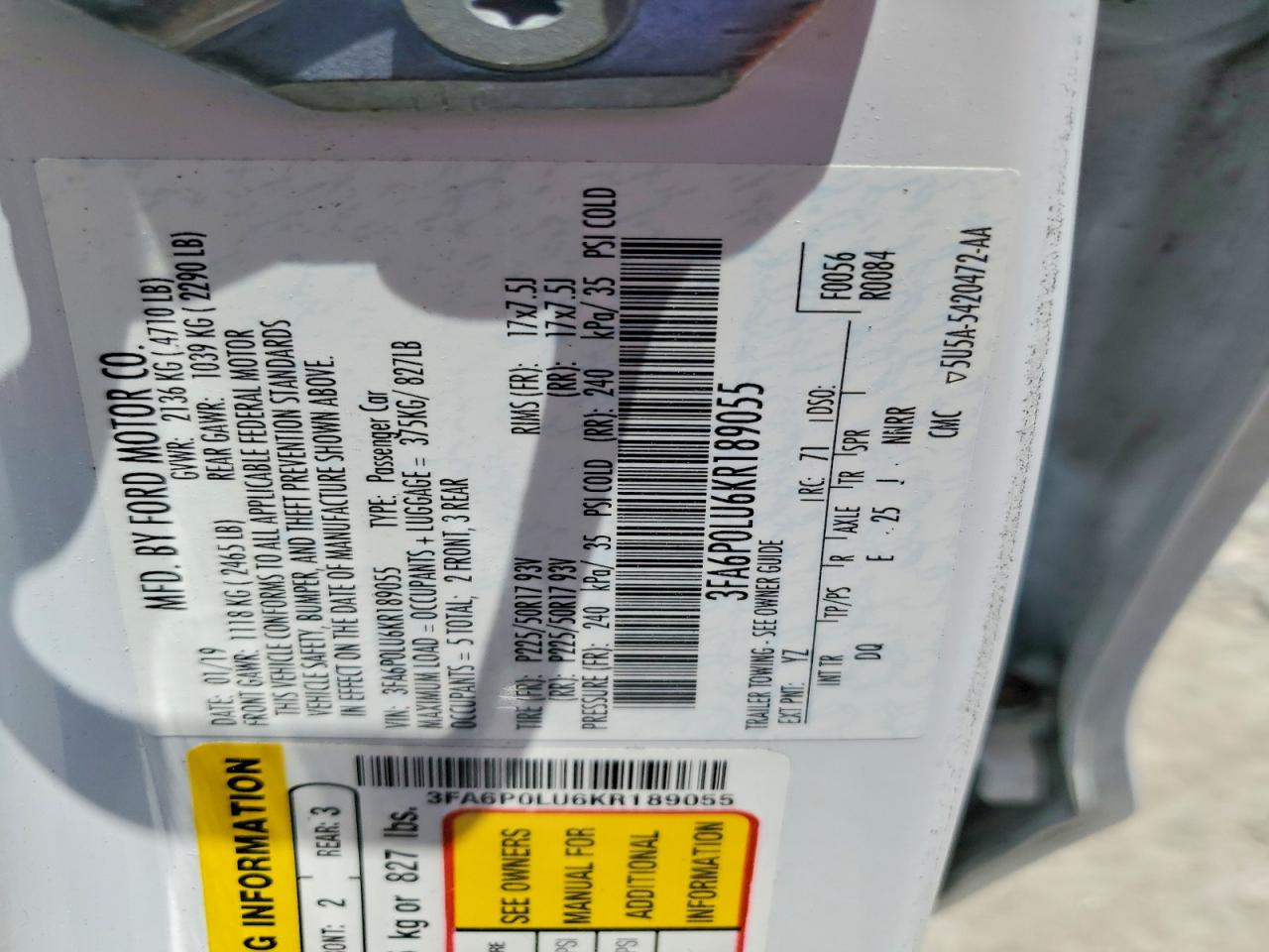 2019 FORD FUSION