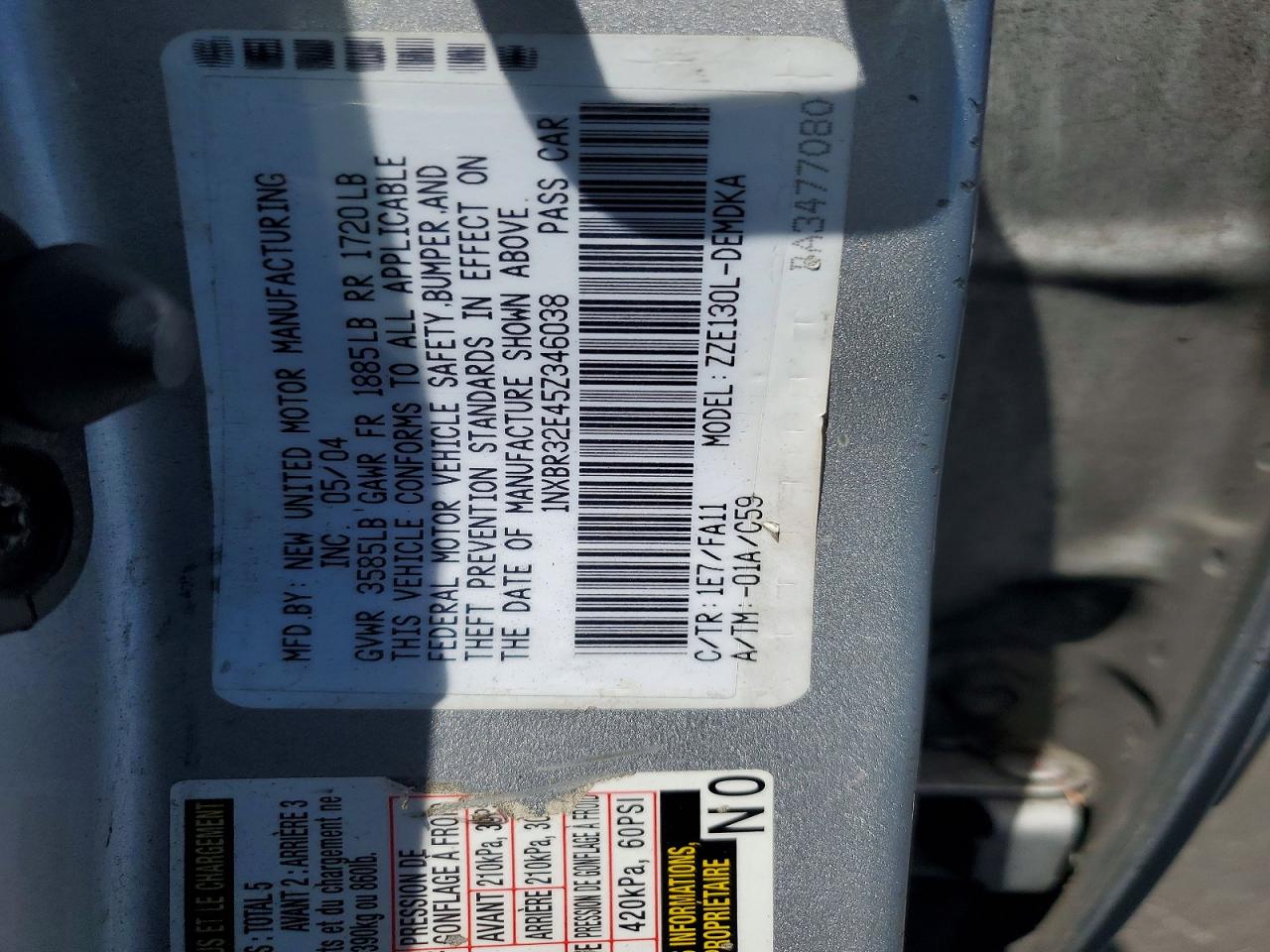 2005 TOYOTA COROLLA