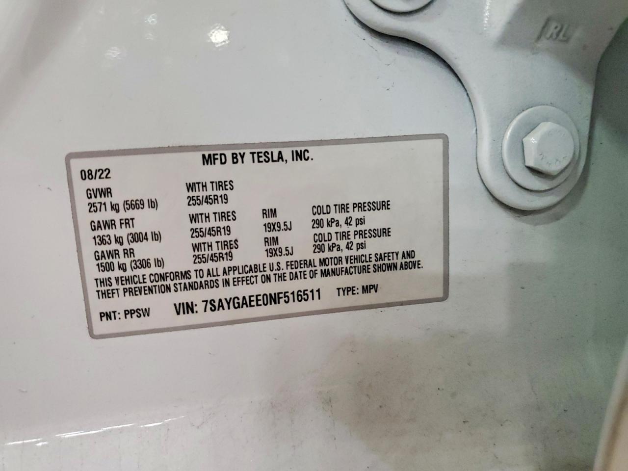 2022 TESLA MODEL Y
