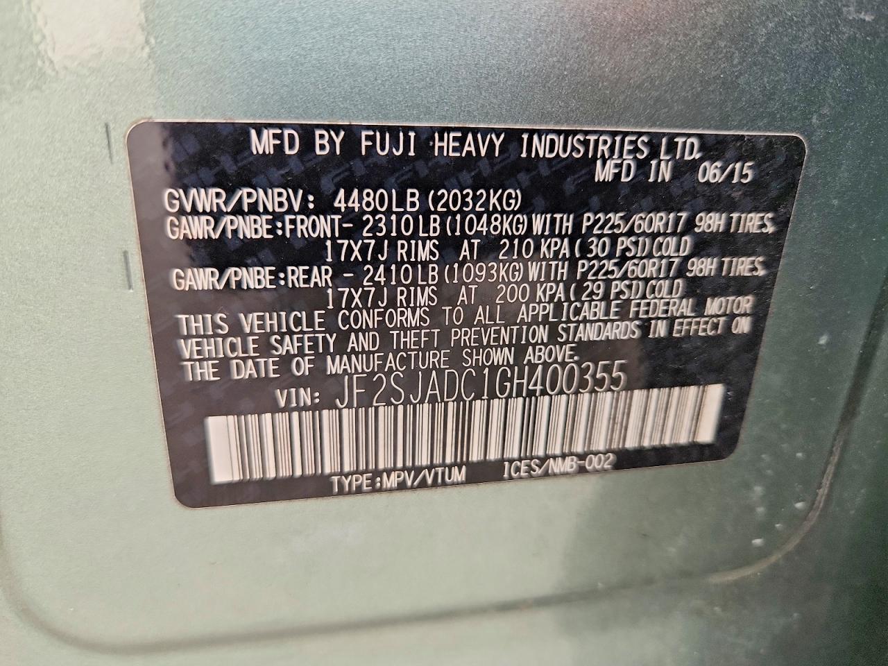 2016 SUBARU FORESTER