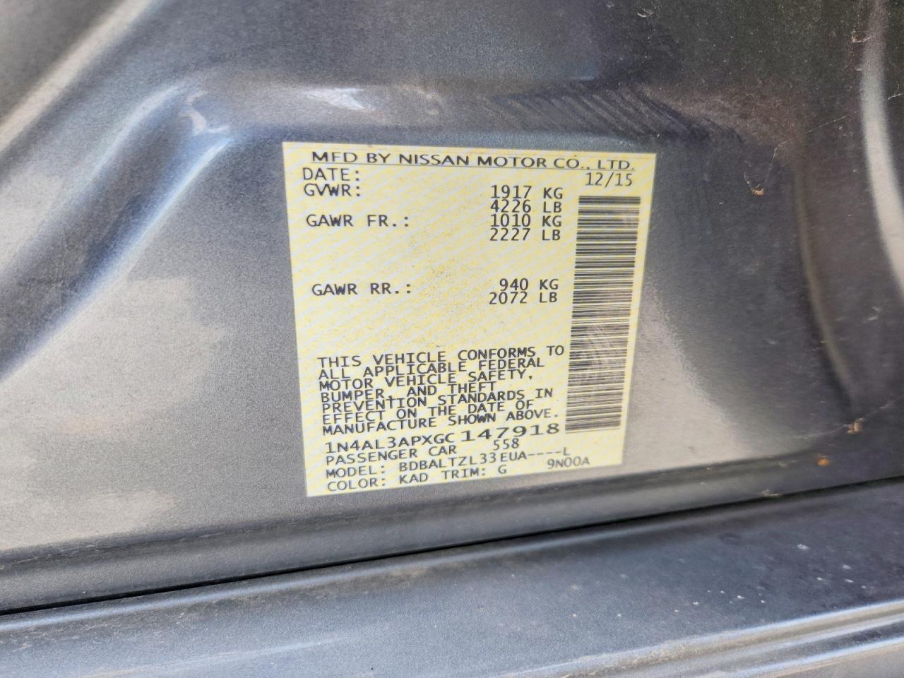2016 NISSAN ALTIMA
